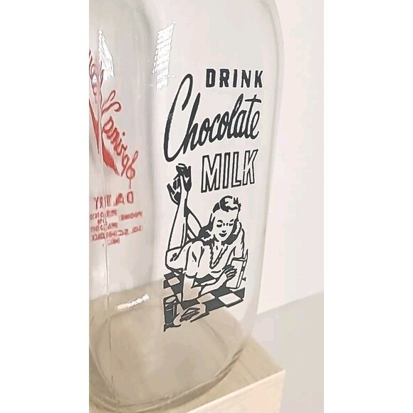 Vintage Spring Valley Dairy South Schodack NY Quart Chocolate Glass Milk Bottle - Picture 4 of 4